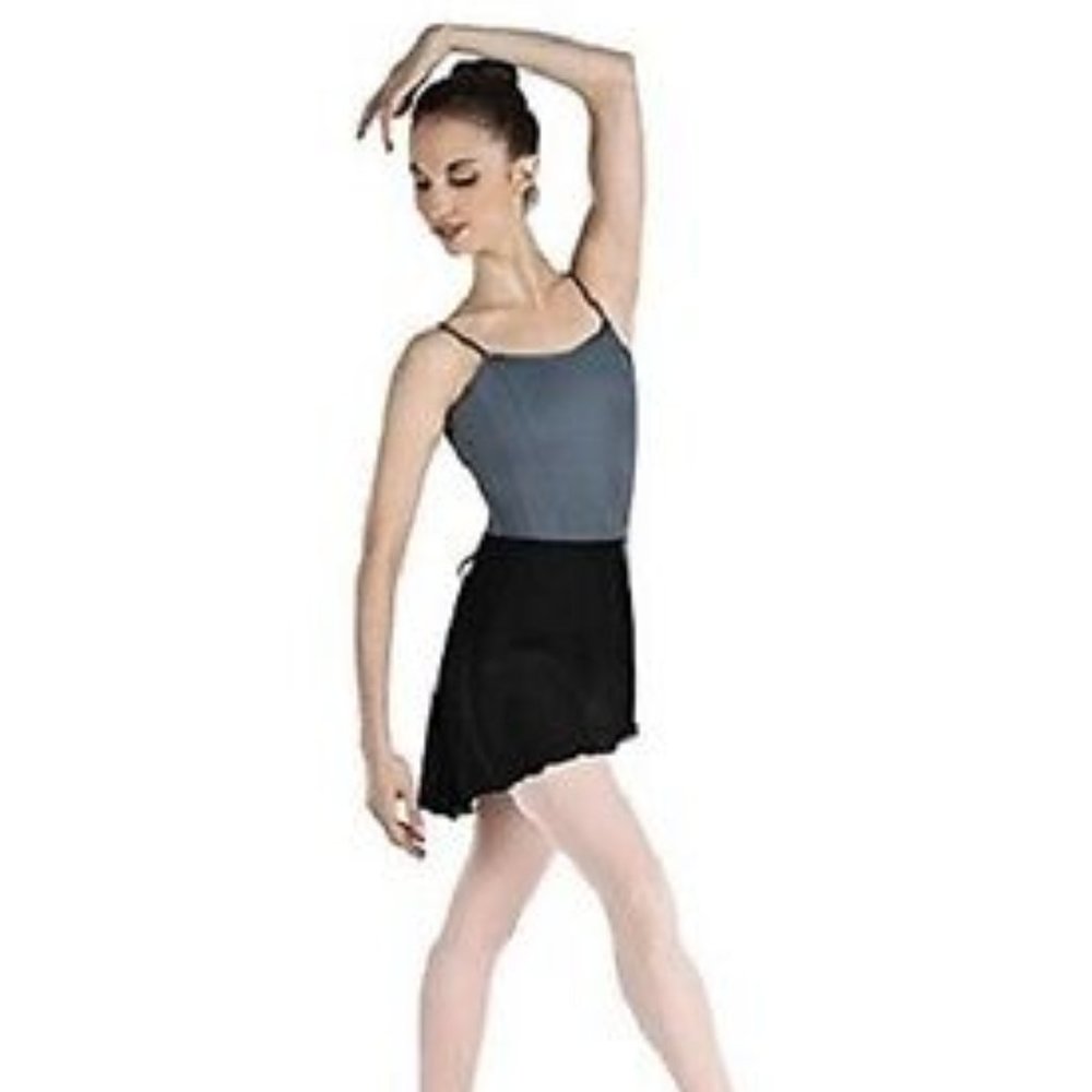 Body Wrappers 990 Black Women's Small/Medium Short Tapered Georgette Wrap Skirt